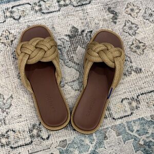 Rothy's Tan Braided Slip-On Sandals
